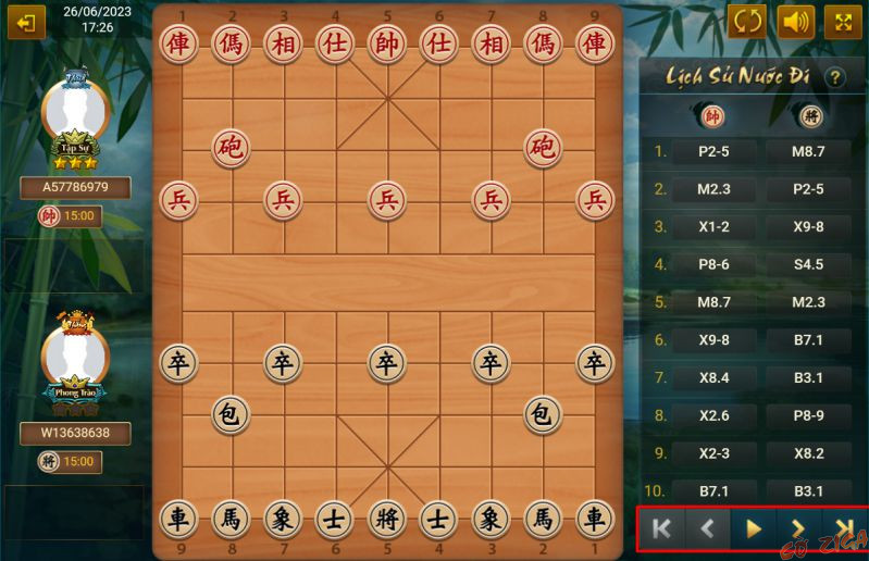 Tính năng xem lại ván đấu - Lịch sử đấu cờ tướng, cờ úp - Ziga